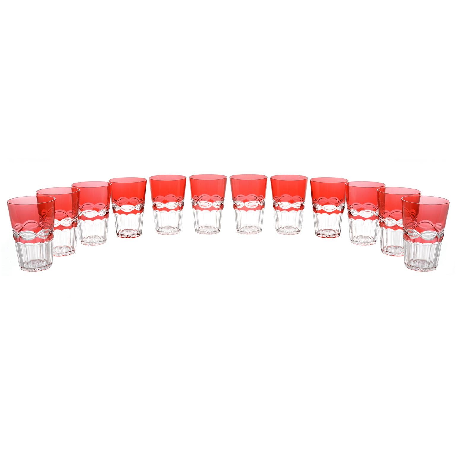 French 12 St. Louis Cranberry Crystal Tumblers