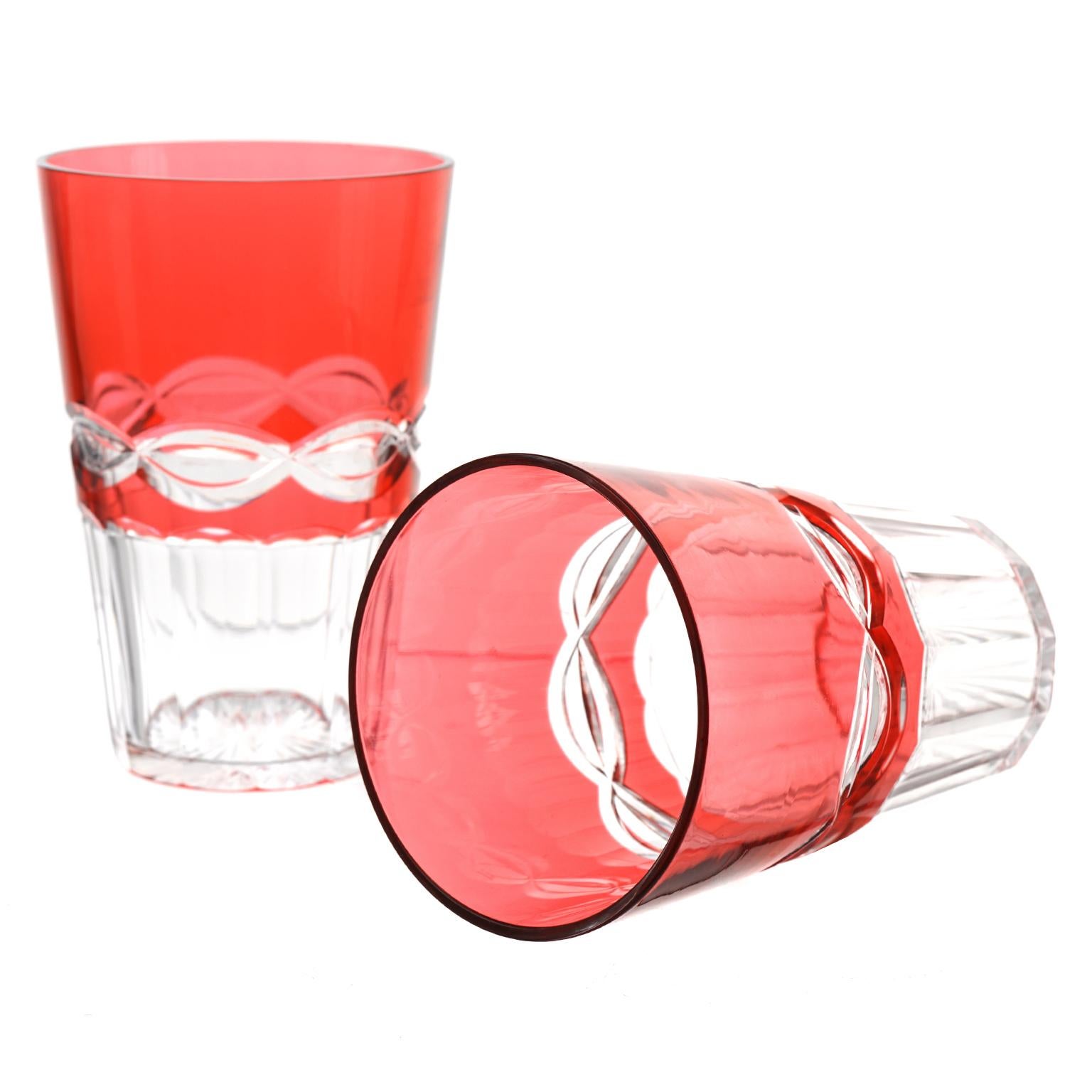 12 St. Louis Cranberry Crystal Tumblers 1