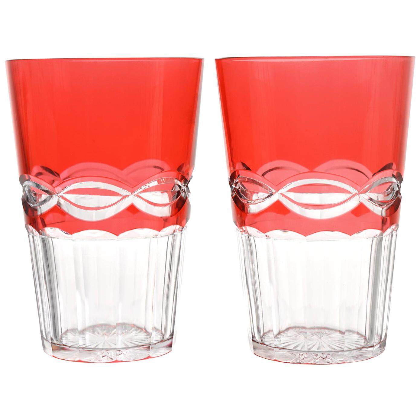 12 St. Louis Cranberry Crystal Tumblers