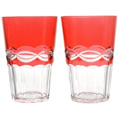 12 St. Louis Cranberry Crystal Tumblers