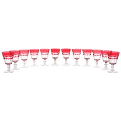 12 St. Louis Cranberry Water Goblets