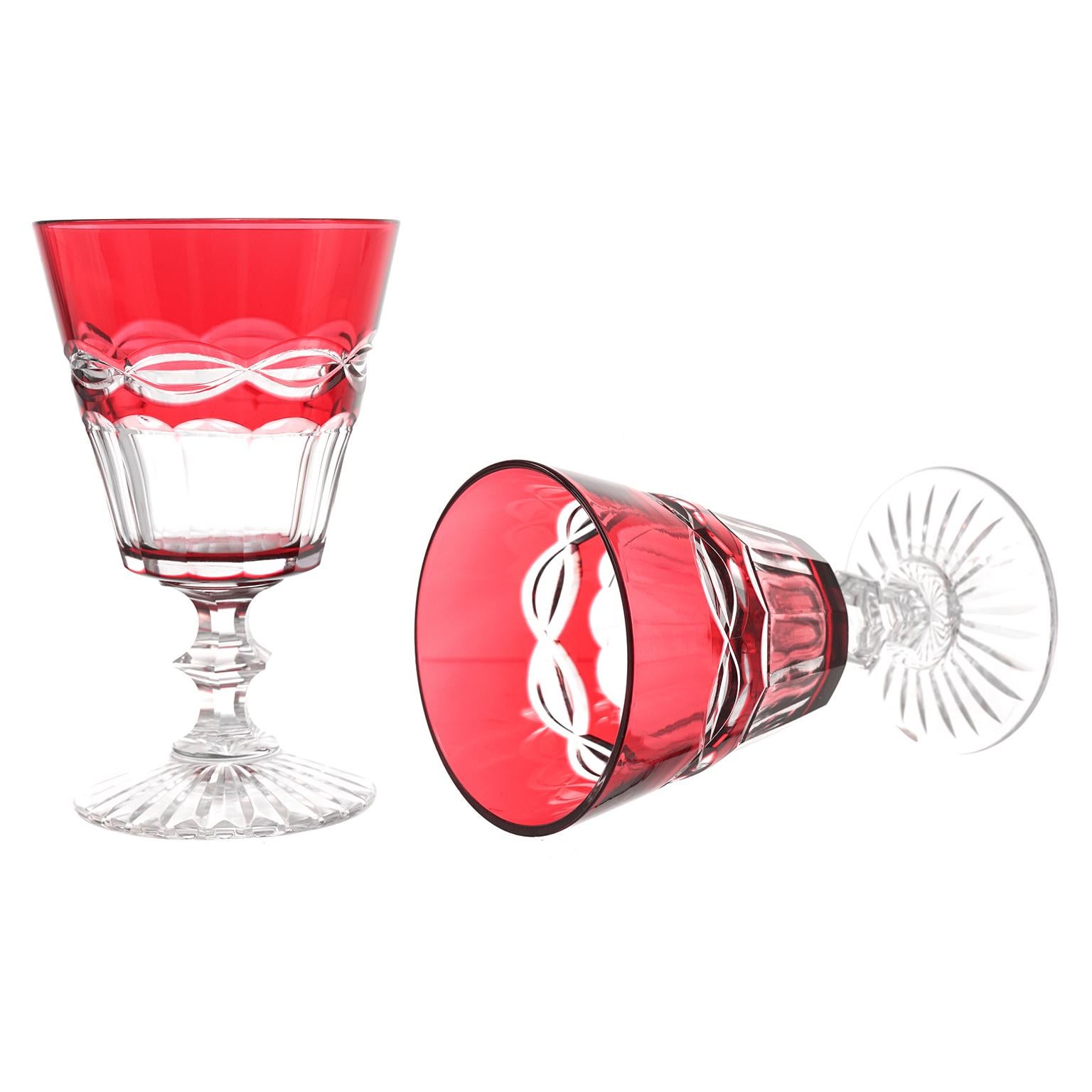 French 12 St. Louis Cranberry Water Goblets For Sale