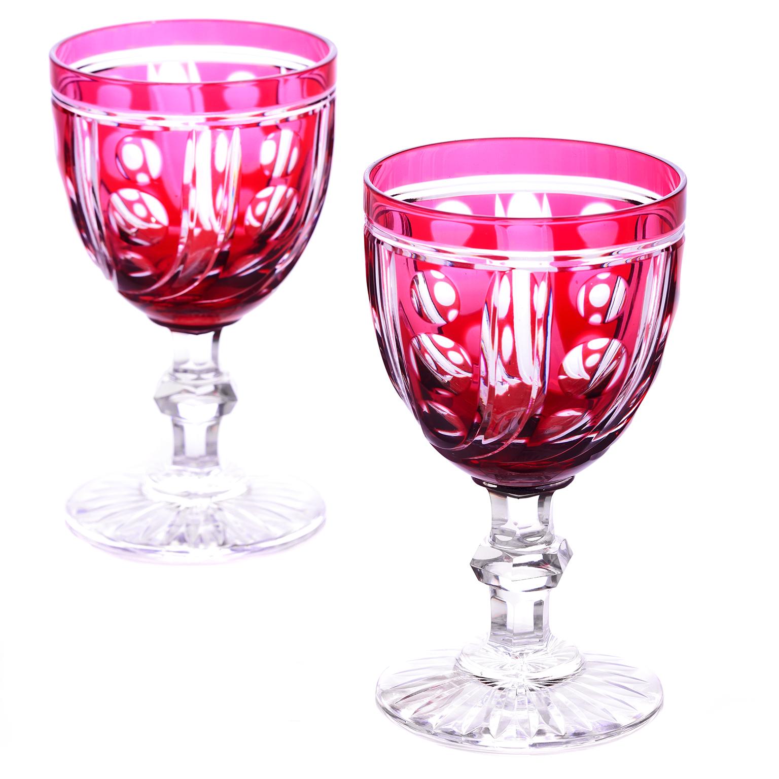 Art déco 12 St. Louis Cranberry Water Goblets en vente