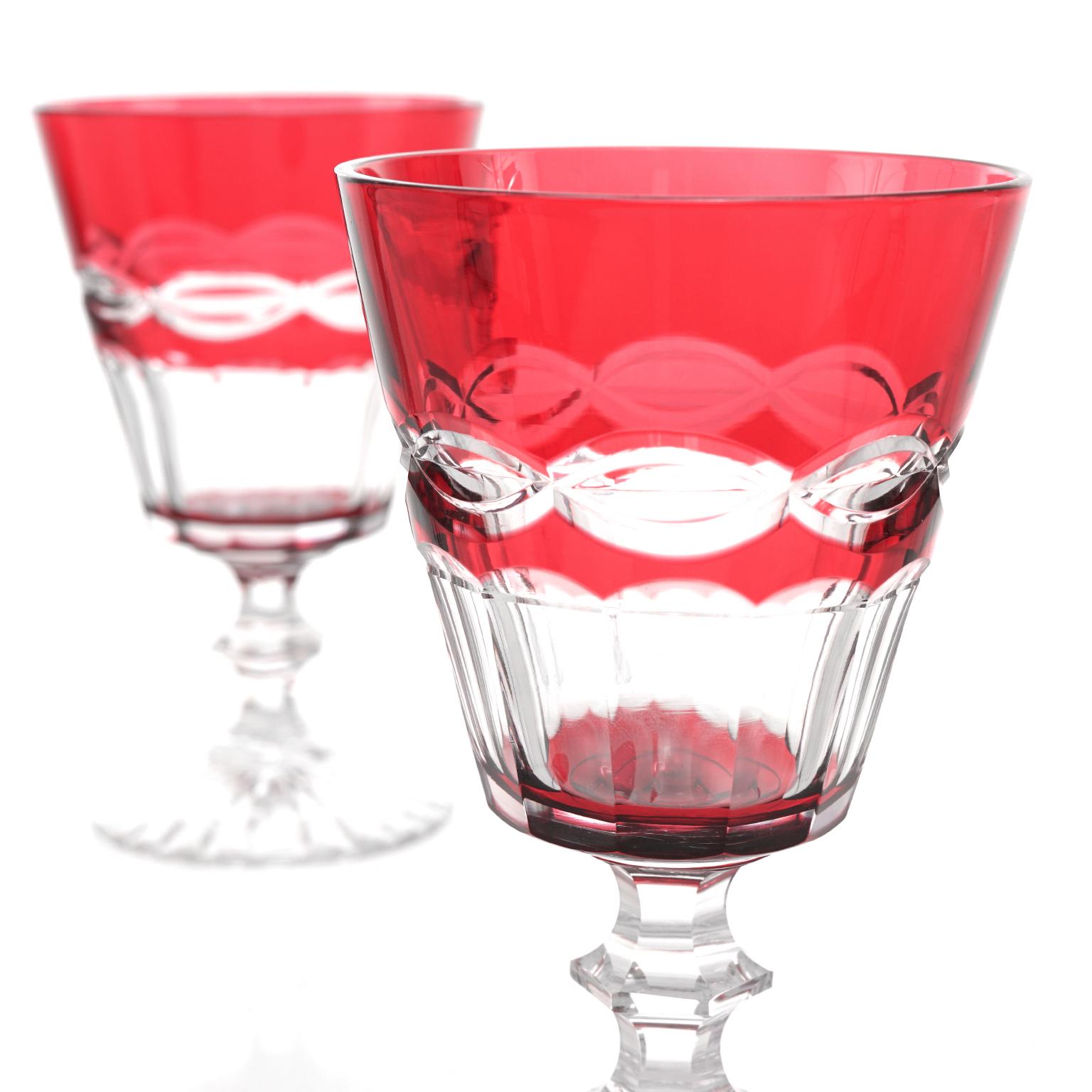 12 St. Louis Cranberry Water Goblets In Excellent Condition For Sale In Litchfield, CT