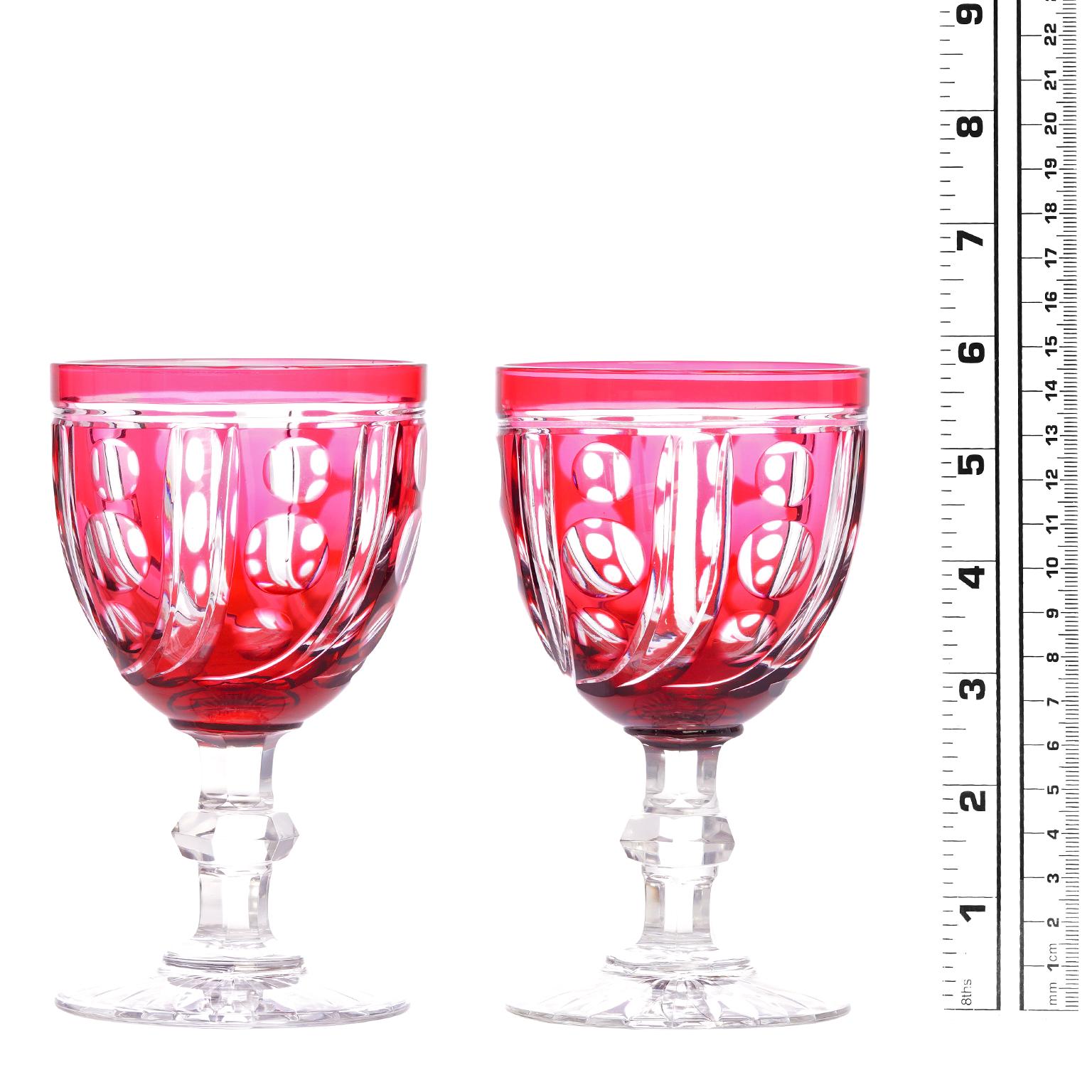 Milieu du XXe siècle 12 St. Louis Cranberry Water Goblets en vente