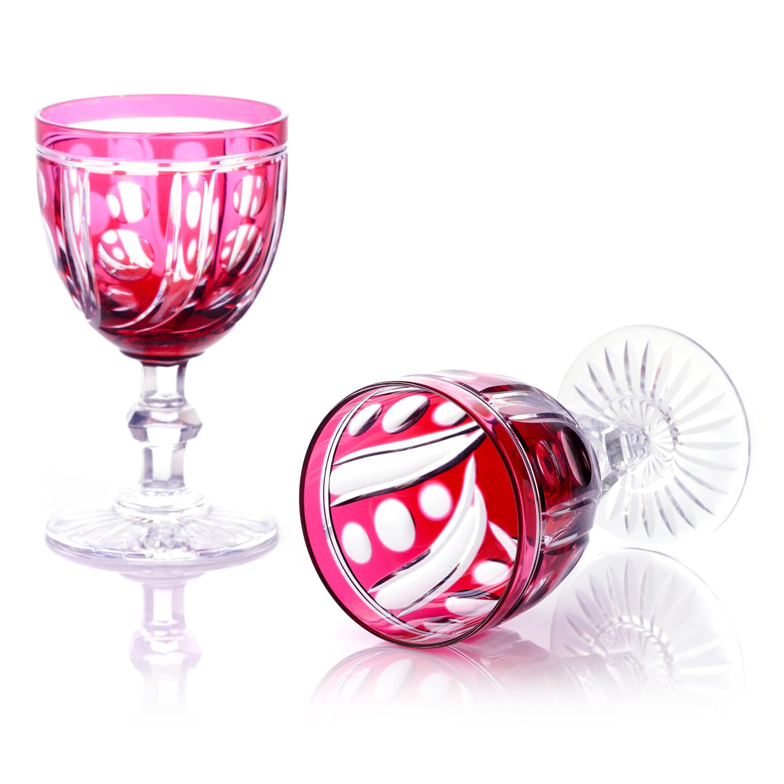 Cristal 12 St. Louis Cranberry Water Goblets en vente