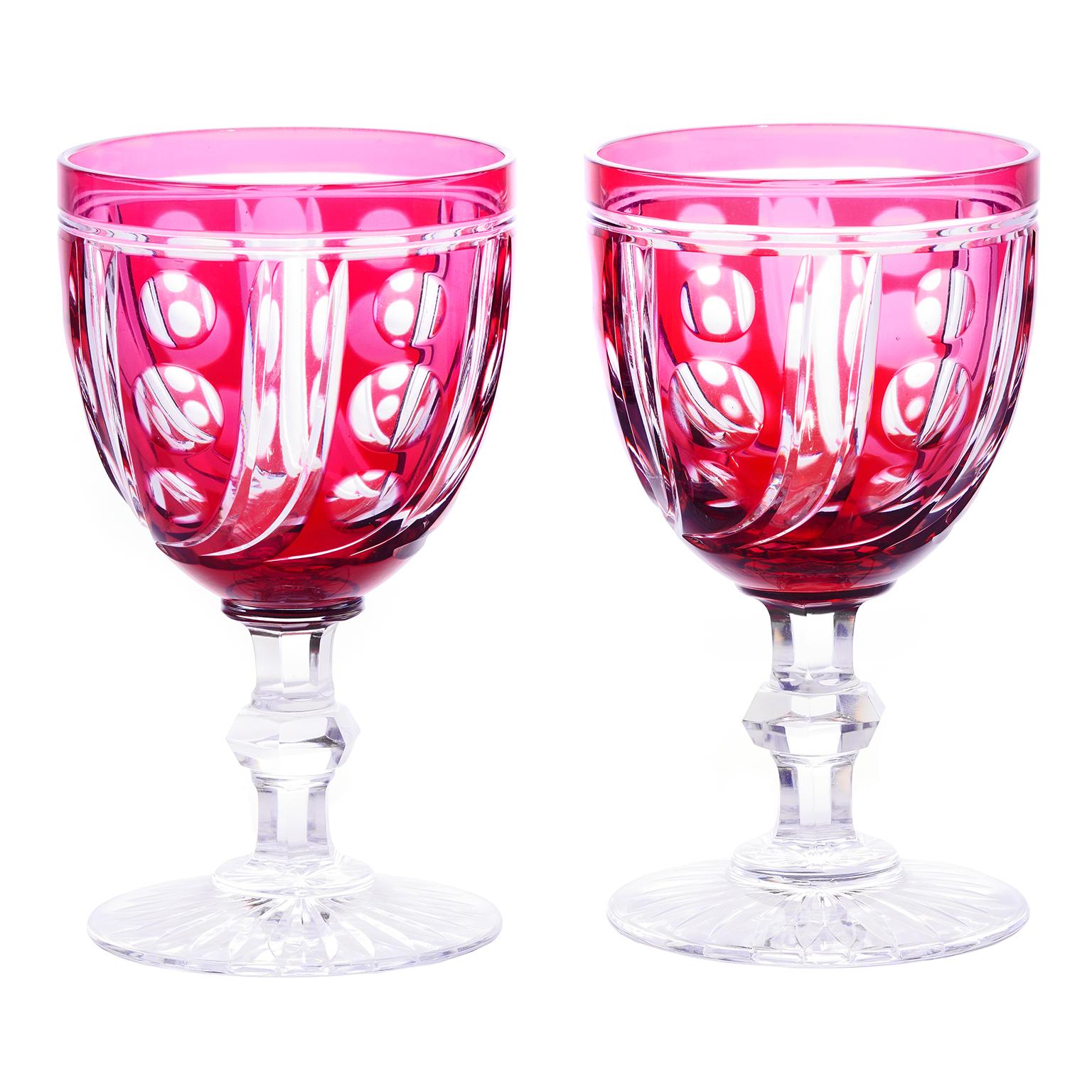 12 St. Louis Cranberry Water Goblets en vente 1