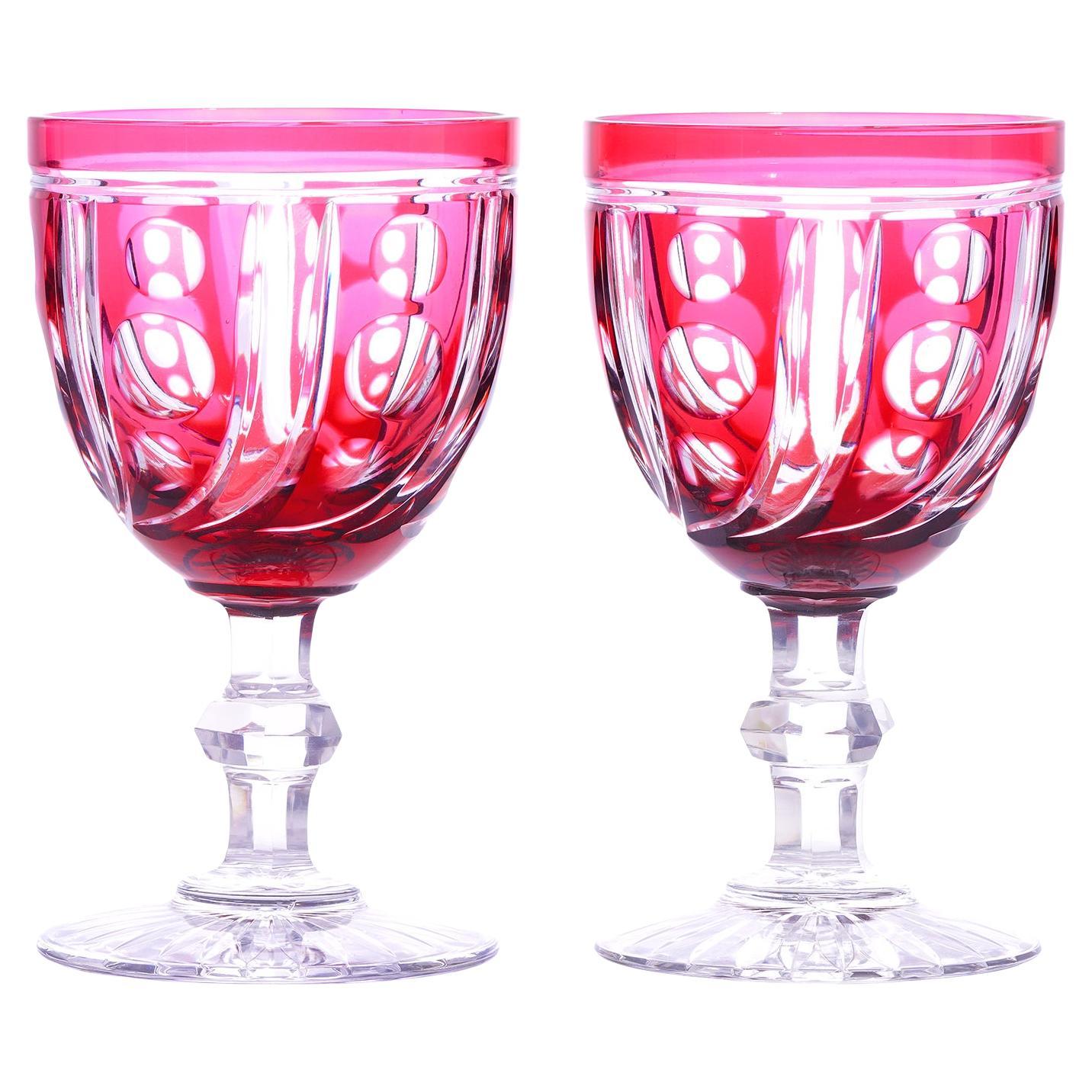 12 St. Louis Cranberry Water Goblets