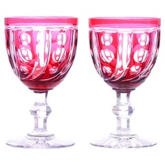 12 St. Louis Cranberry Water Goblets