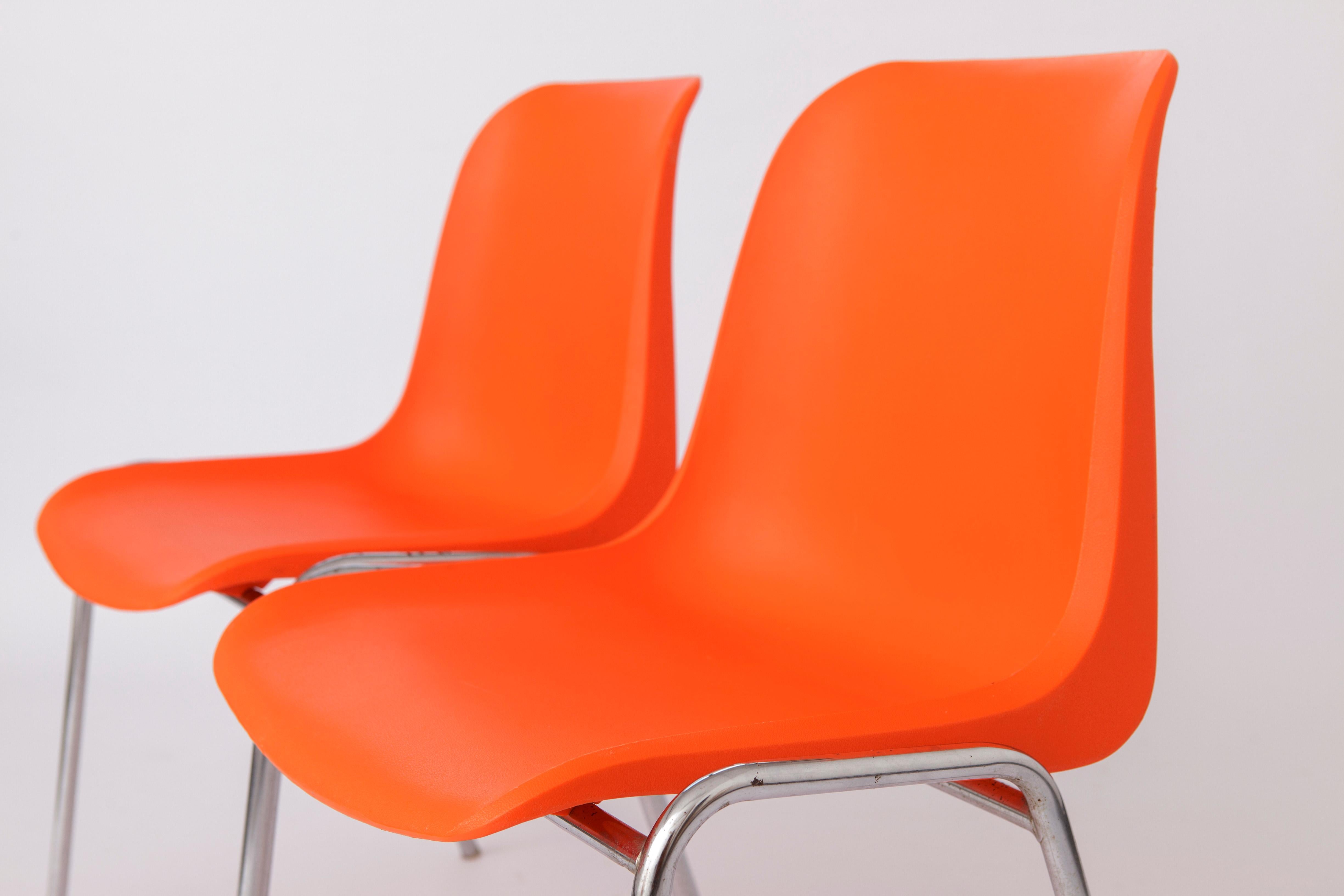 12 Stacking Chairs Vintage 1970s, Germany For Sale 4