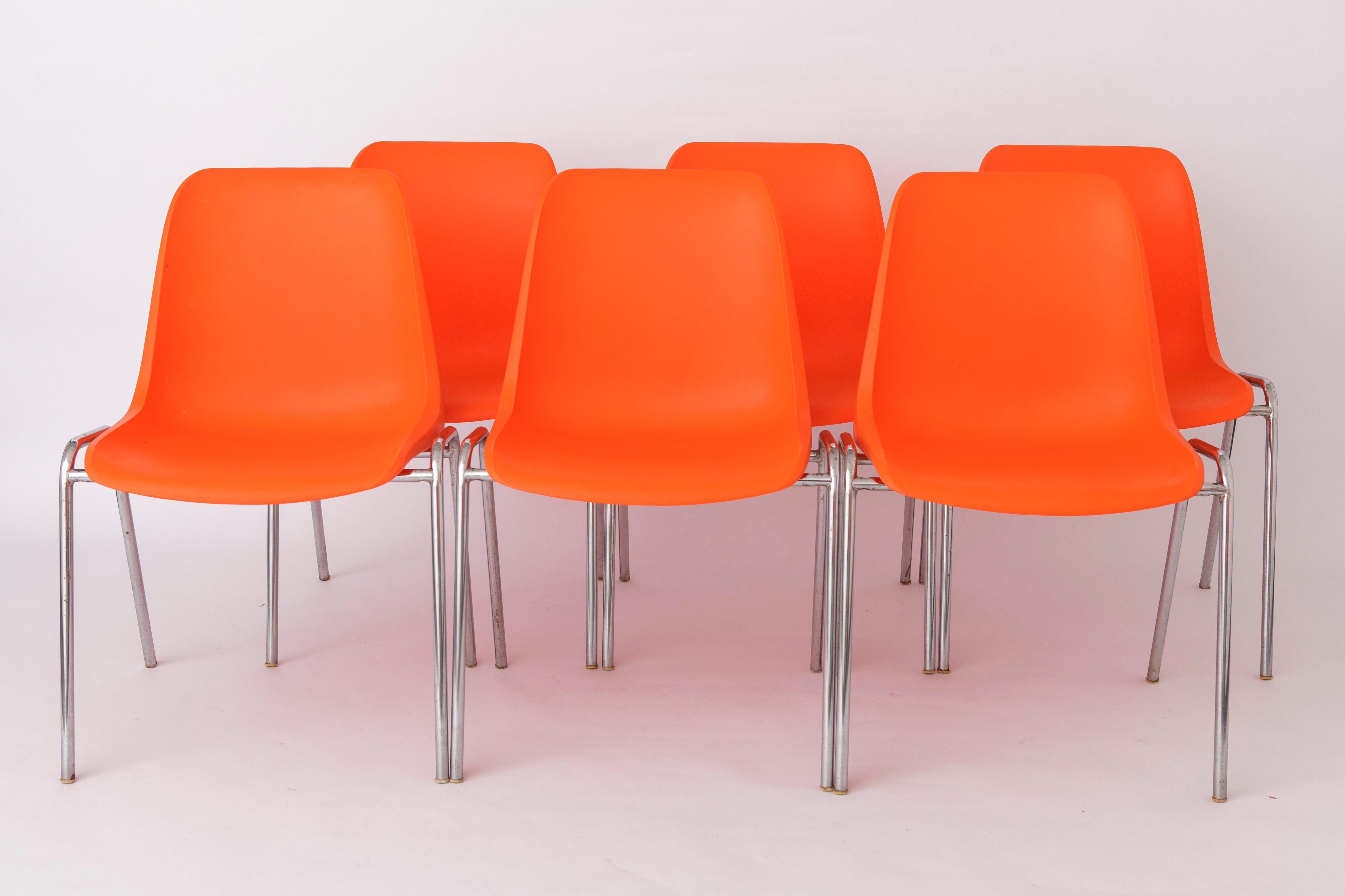Mid-Century Modern 12 Stacking Chairs Vintage 1970s, Germany For Sale