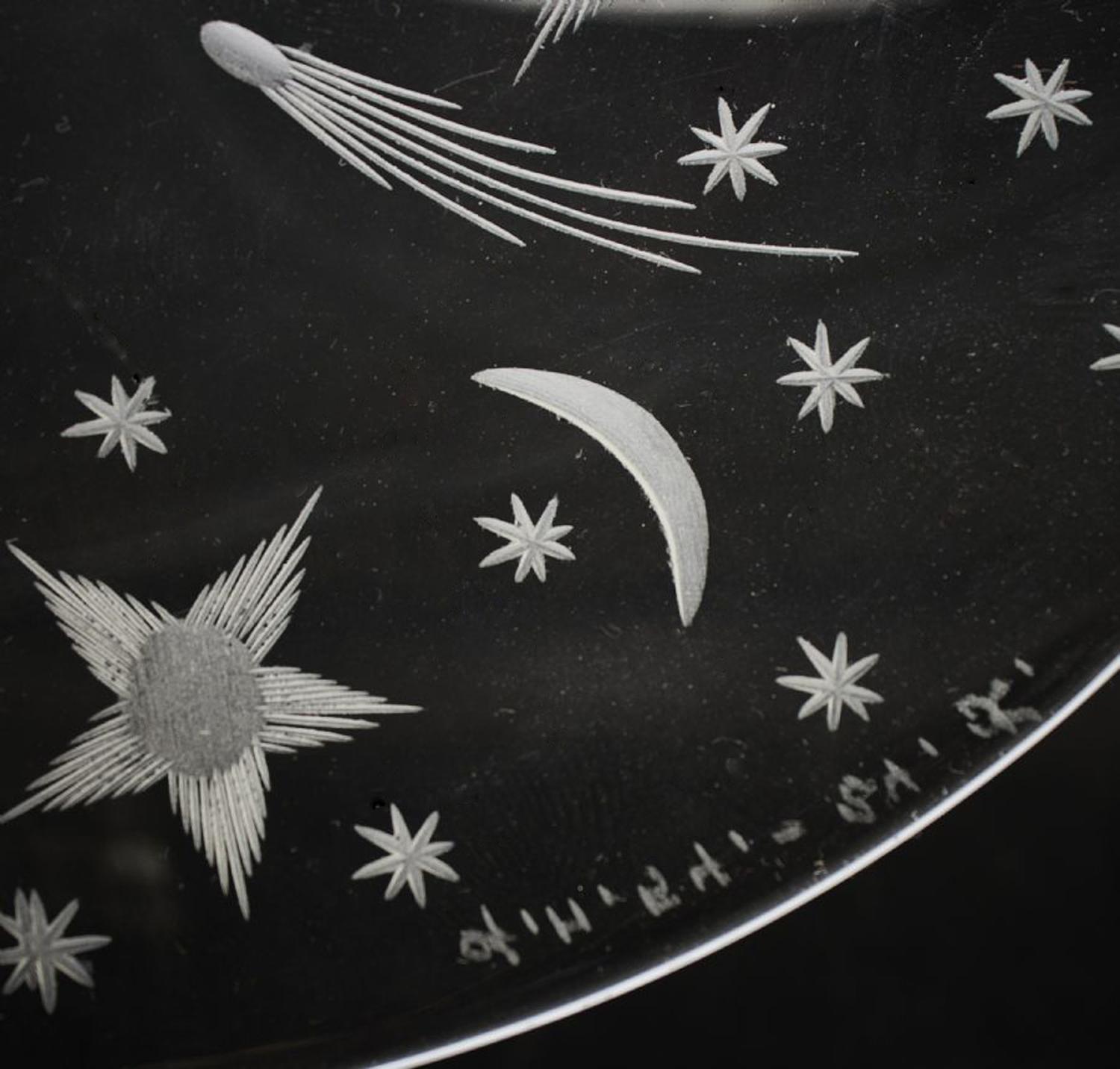 12 Platos de Postre de Vidrio Transparente Art Decó 