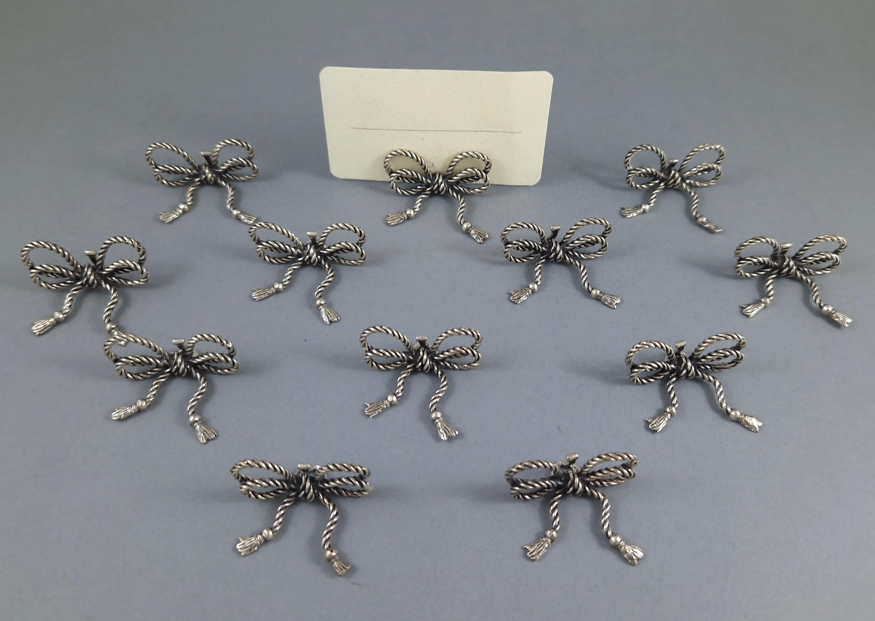 Fine XX secolo 12 portacartellini a forma di fiocco in argento sterling in vendita
