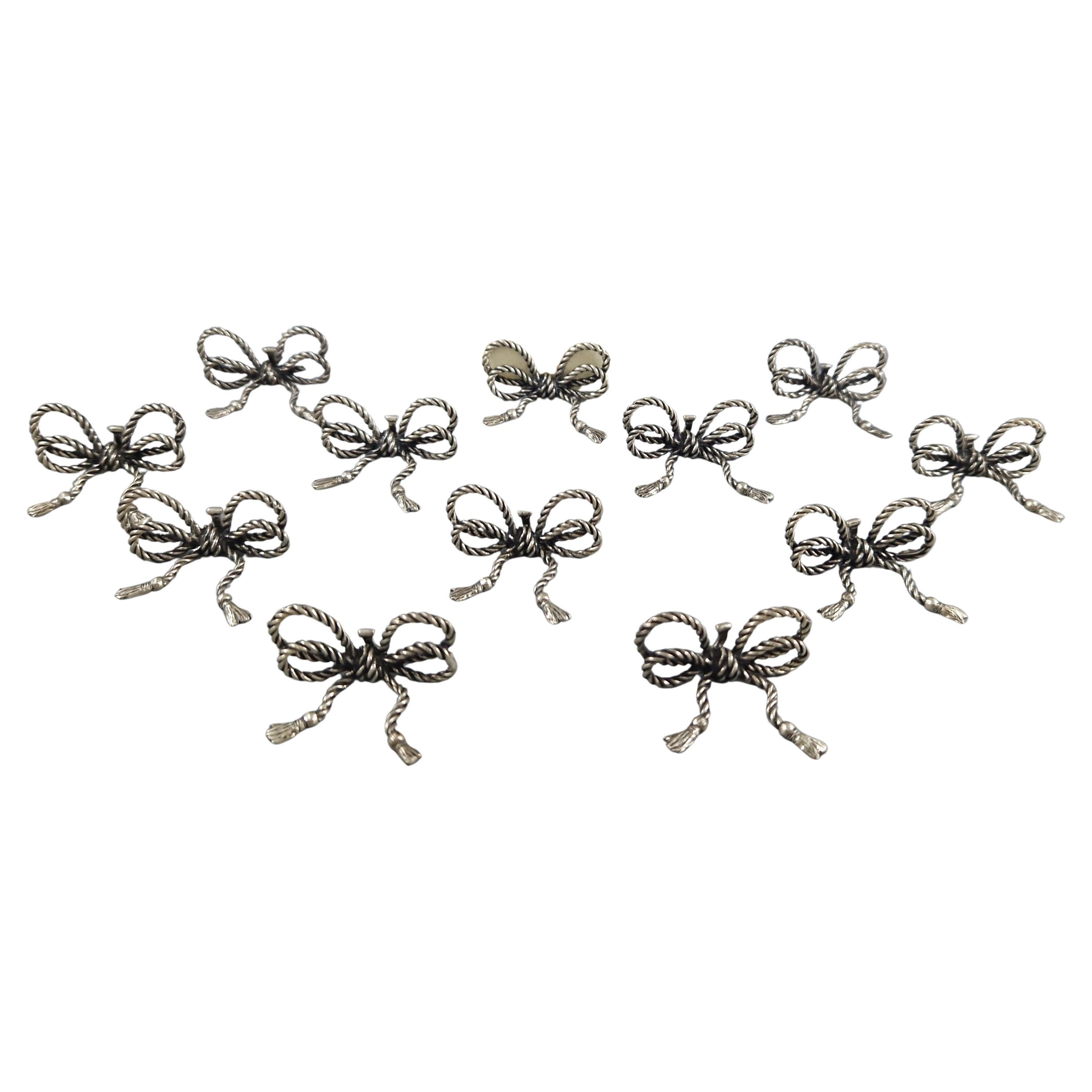 12 Sterling silver bow-shaped place-card holders