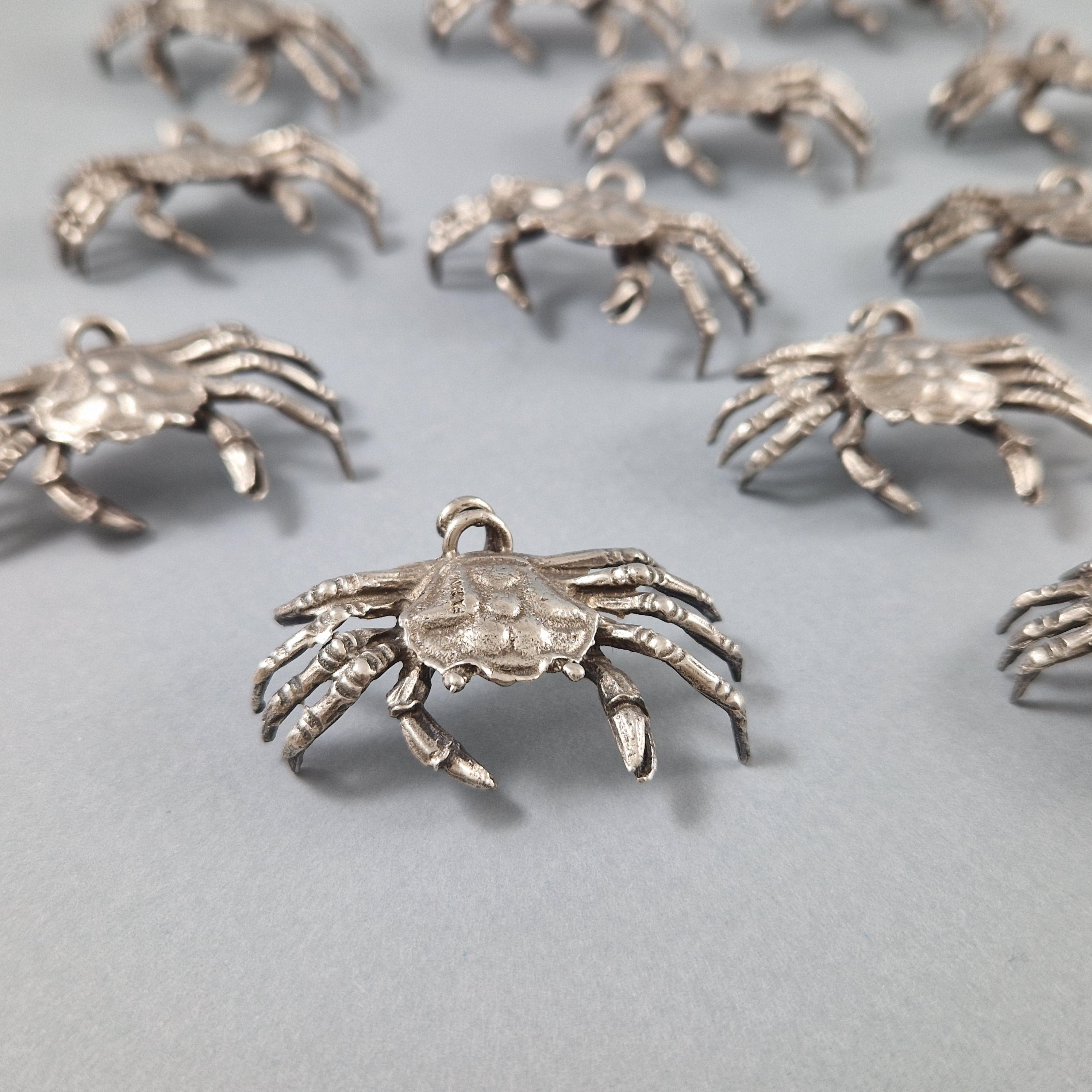 Italian 12 Sterling Silver Crab Place Cards Holders