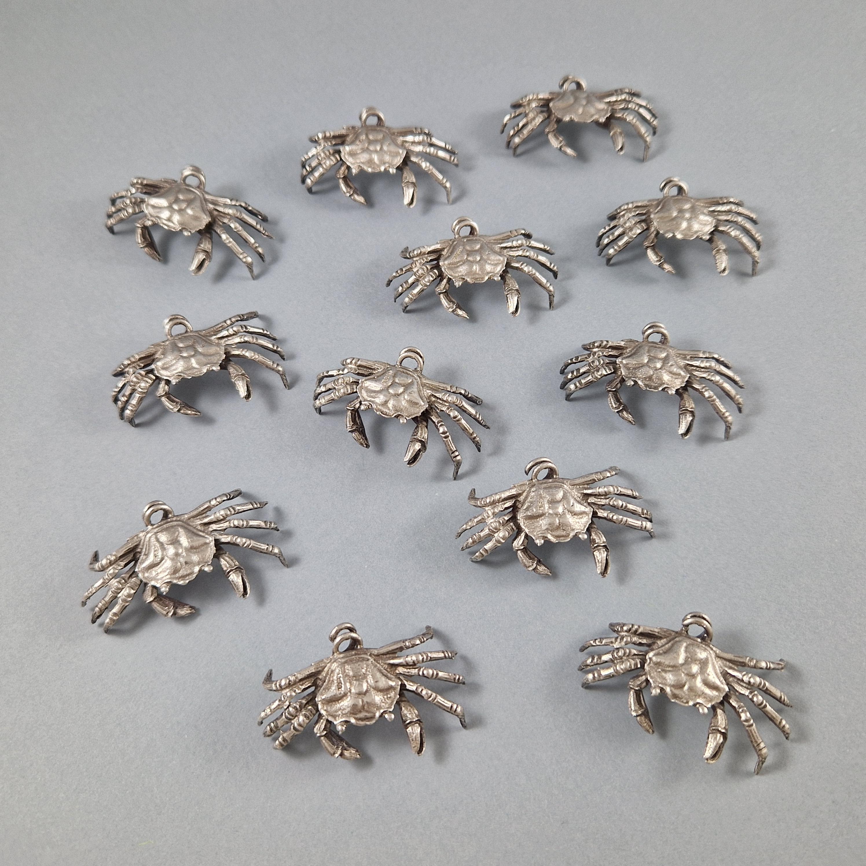 12 Sterling Silver Crab Place Cards Holders In Excellent Condition In Saint-Ouen, FR