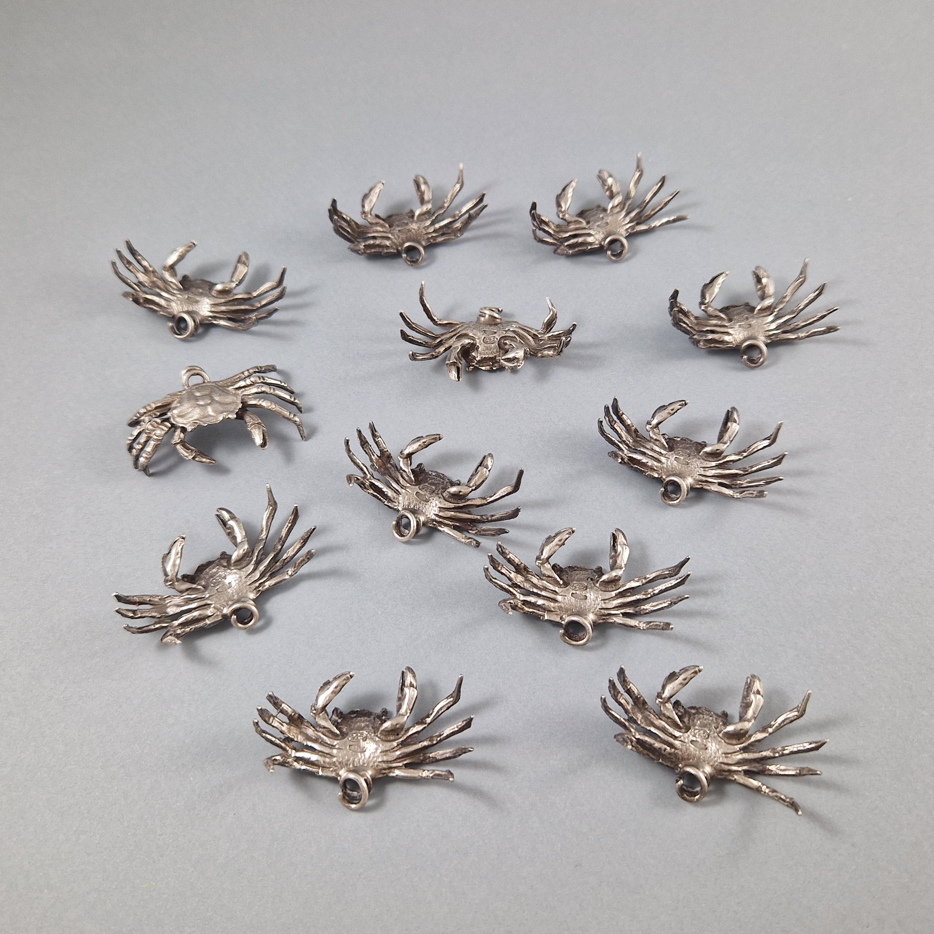 12 Sterling Silver Crab Place Cards Holders 1