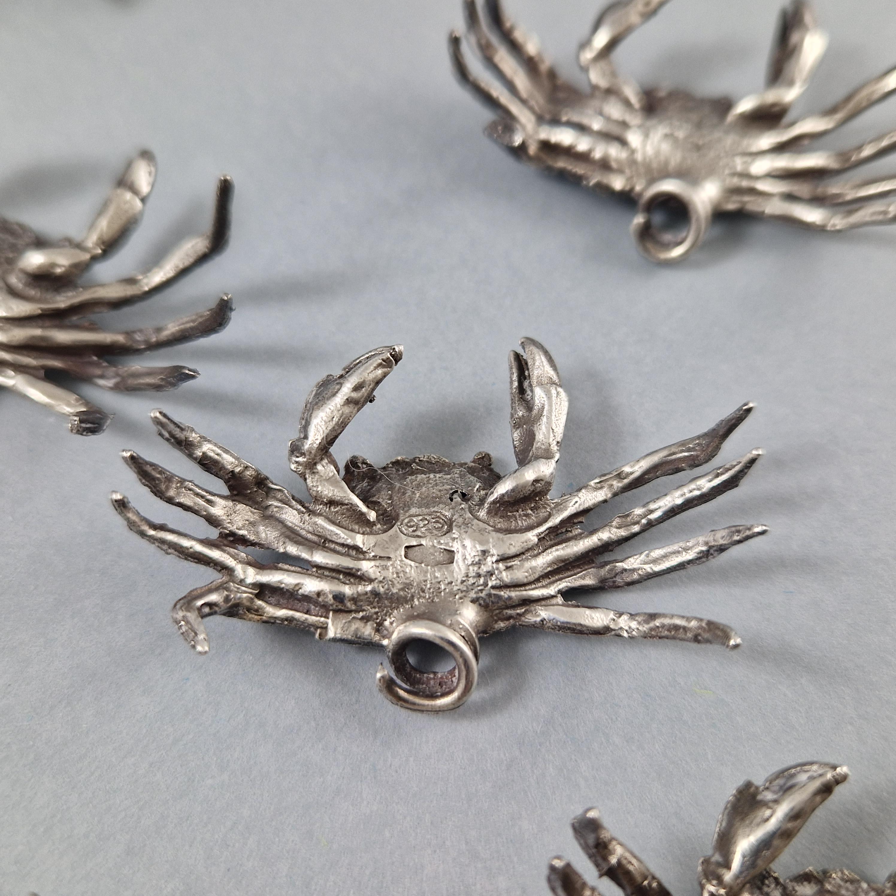 12 Sterling Silver Crab Place Cards Holders 2