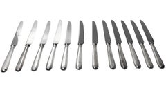 12 Sterling Silver dinner knives Old English Thread pattern English hallmarks