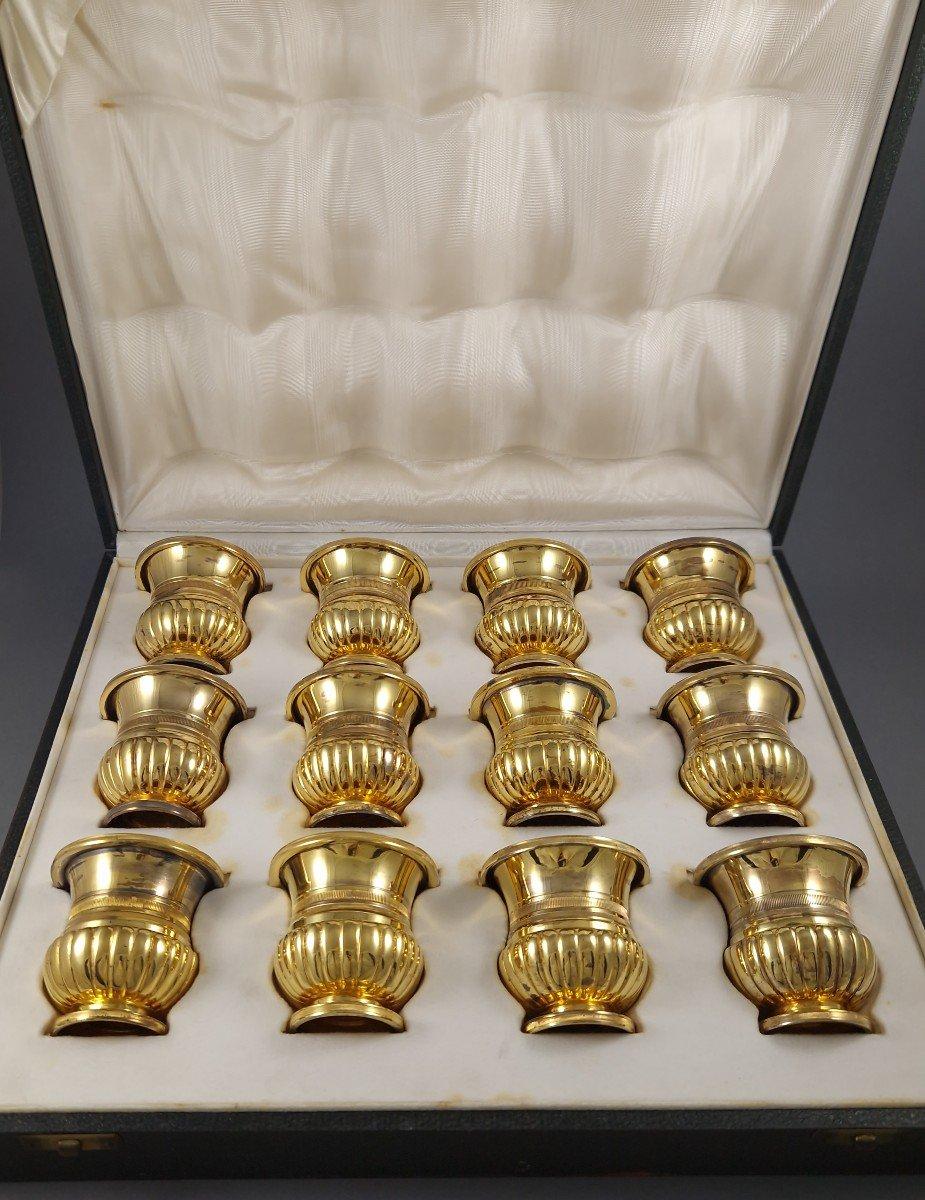 12 jarrones de plata de ley dorada en venta