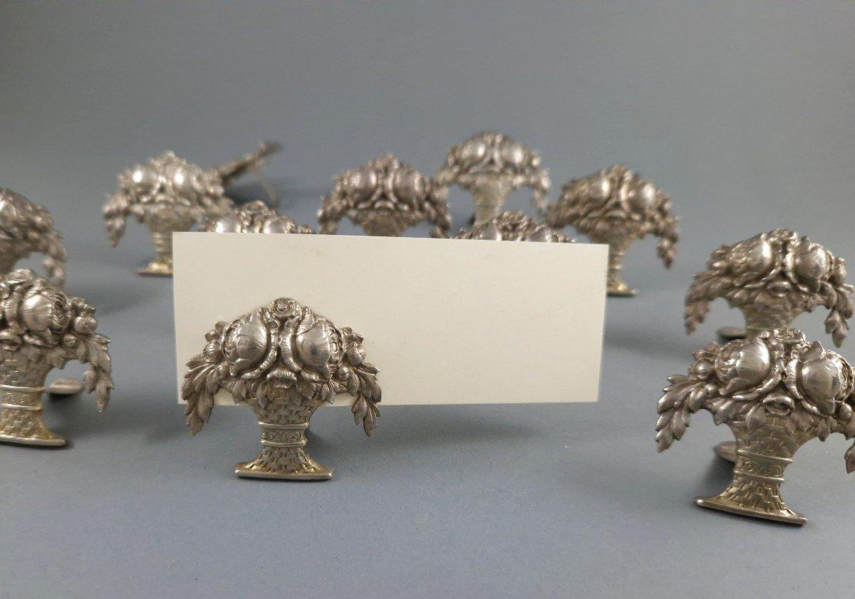 12 Sterling Silver Place Card Holders Flowers For Sale 1
