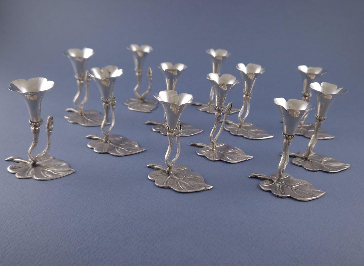 12 Mantenedores de Plata de Ley Flores Plata esterlina