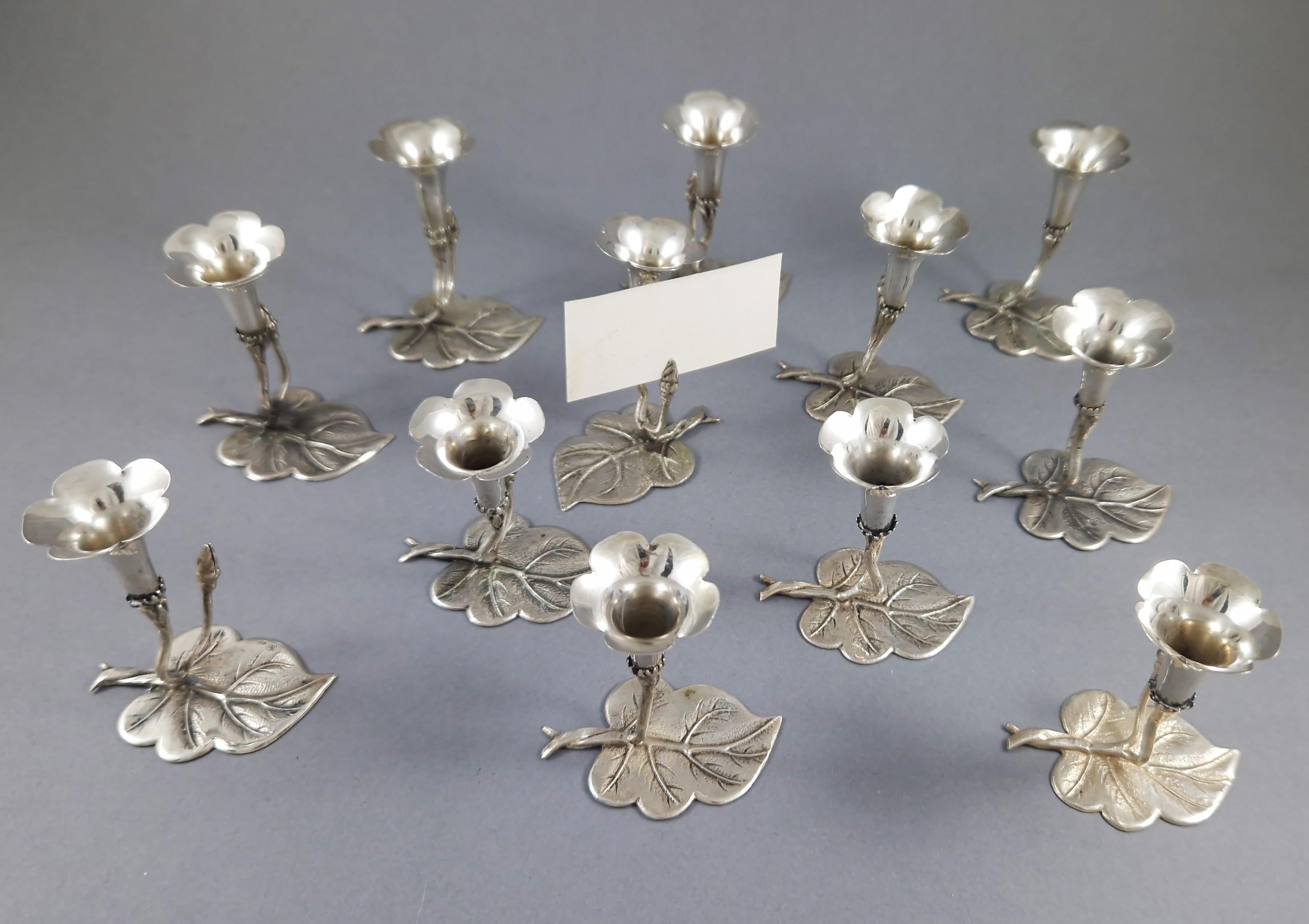 12 Tischkartenhalter aus Sterling Silber im Zustand „Hervorragend“ im Angebot in Saint-Ouen, FR