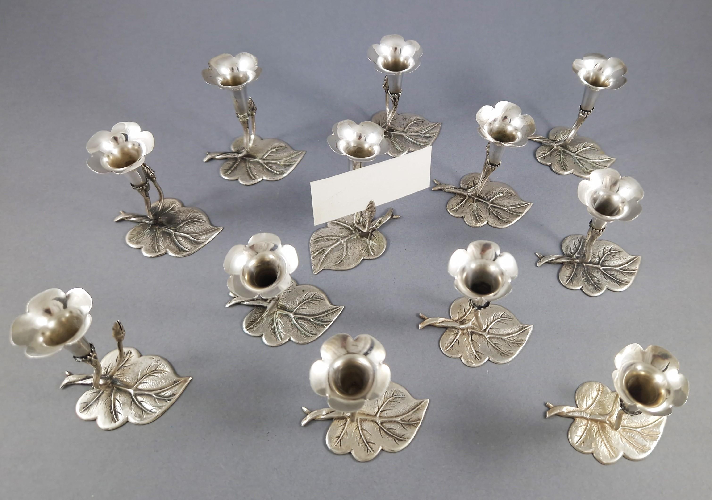 12 Tischkartenhalter aus Sterling Silber im Angebot 1