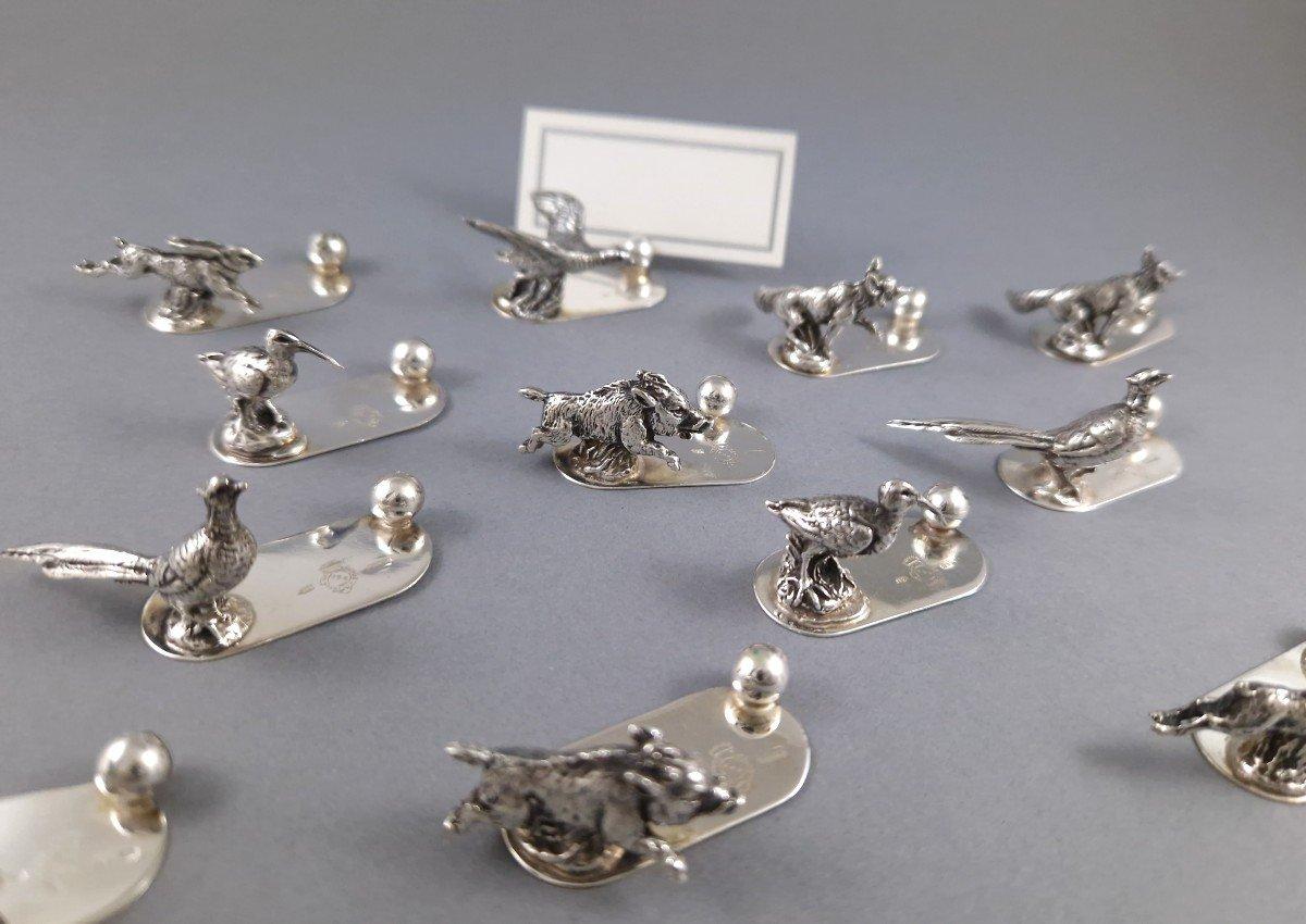 12 Tarjeteros de Plata de Ley Tema de Caza Animales en venta 4