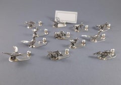 12 Sterling Silver Place Card Holders Hunting Theme Animals