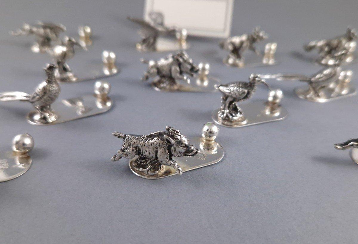 12 Tarjeteros de Plata de Ley Tema de Caza Animales en venta 1