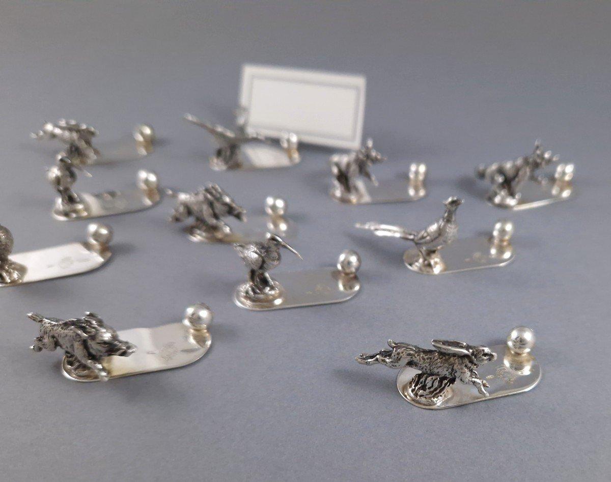 12 Tarjeteros de Plata de Ley Tema de Caza Animales en venta 2