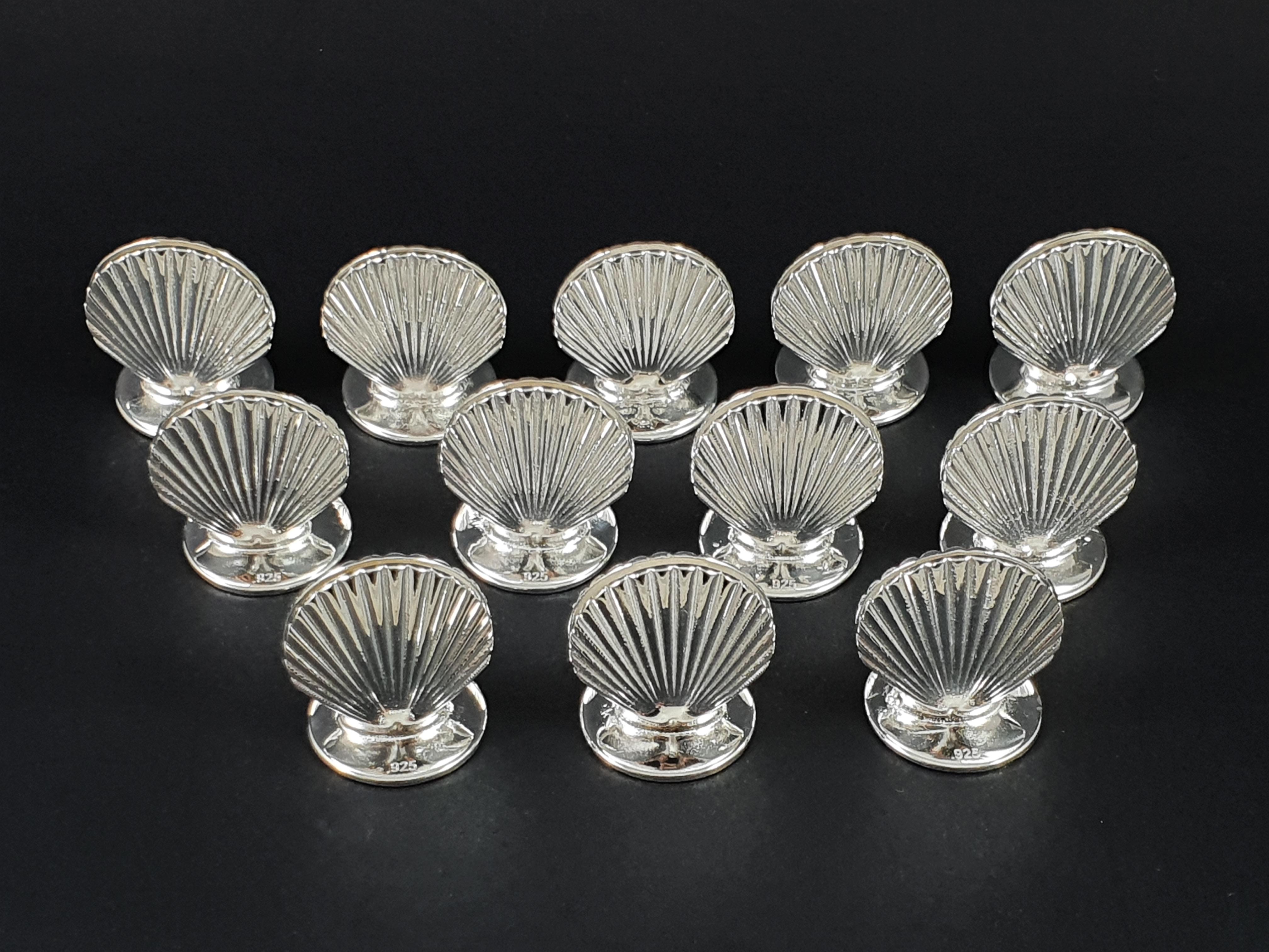Italian 12 Sterling Silver Place Card Holders Shell