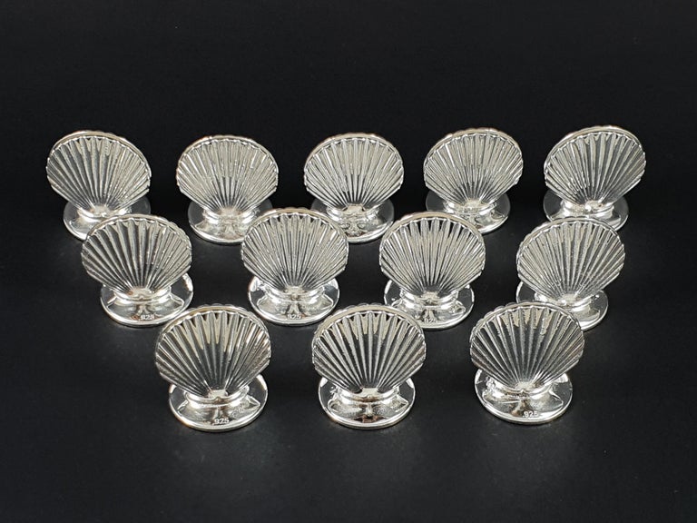 12 Sterling Silver Place Card Holders Shell at 1stDibs