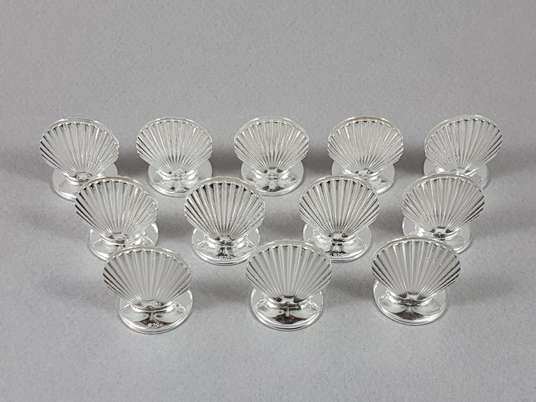 12 Sterling Silver Place Card Holders Shell at 1stDibs