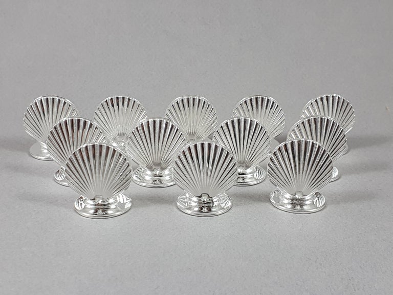12 Sterling Silver Place Card Holders Shell at 1stDibs