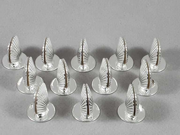12 Sterling Silver Place Card Holders Shell at 1stDibs