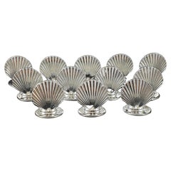 Retro 12 Sterling Silver Place Card Holders Shell