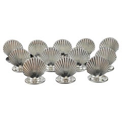 12 Sterling Silver Place Card Holders Shell