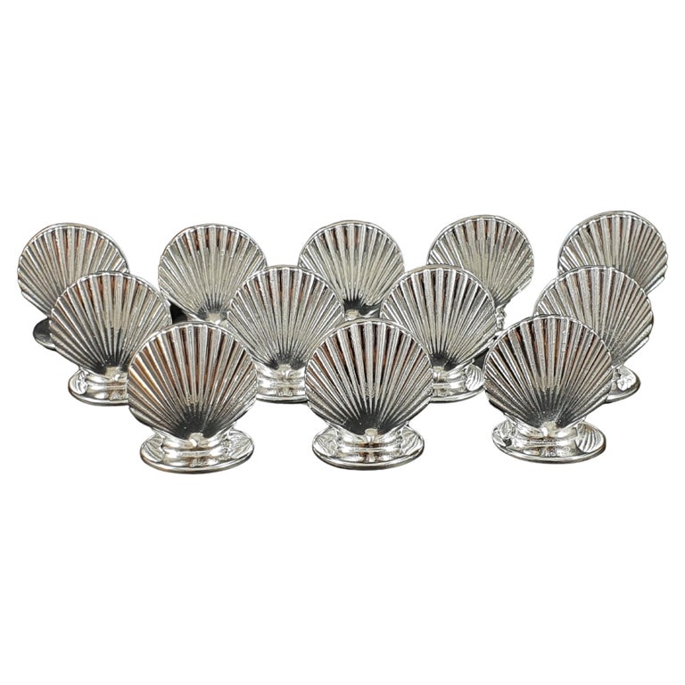 12 Sterling Silver Place Card Holders Shell at 1stDibs