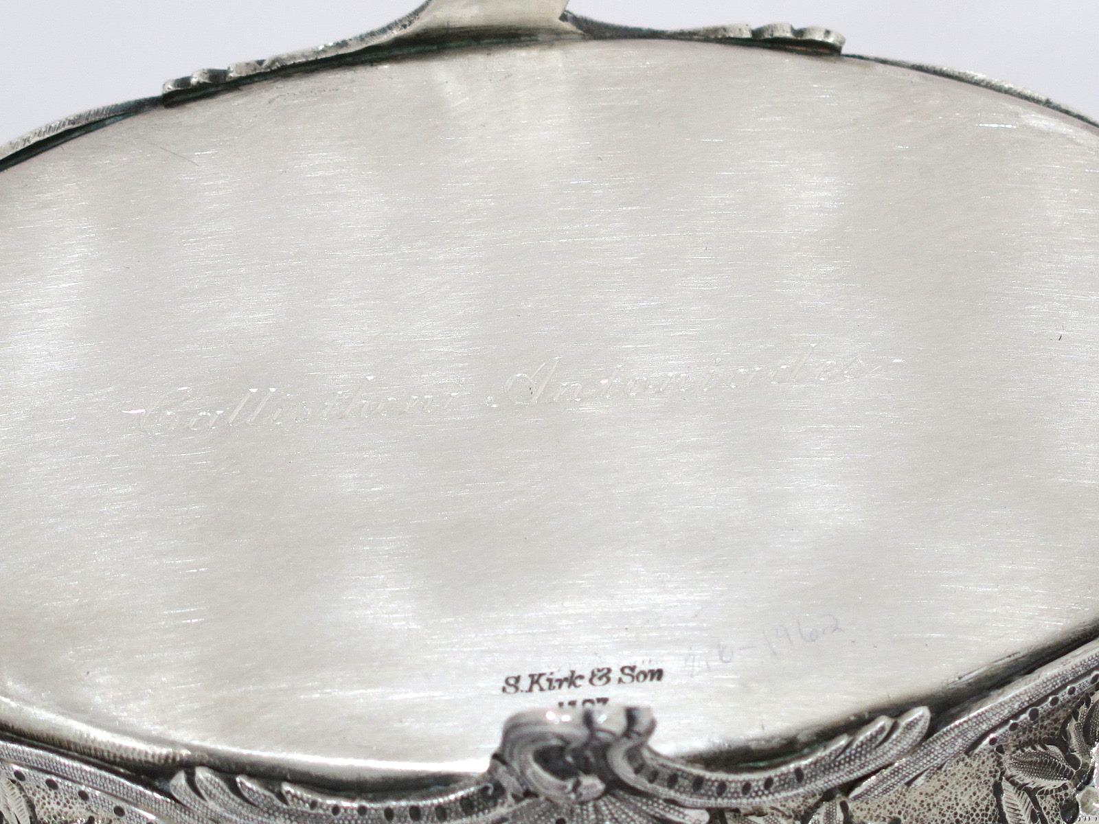 American Sterling Silver S Kirk & Son Antique Floral Repousse Serving Bowl with Handles