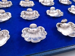 12 Sterling Silver Salt Cellars Place Card Holders Shell