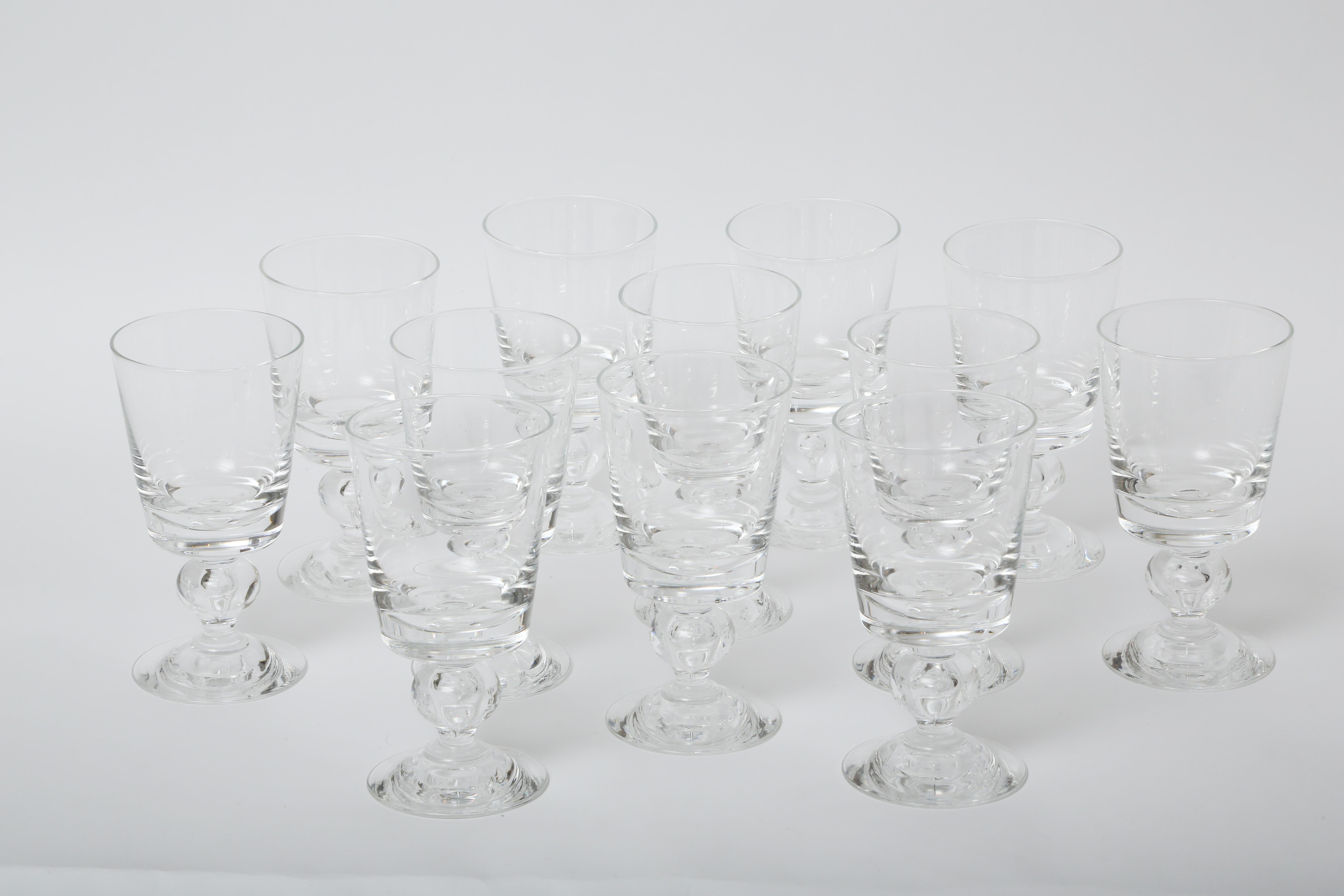 12 Steuben Goblets, Tall Heavy with Blown Teardrop Stem, Excellent Clear Crystal In Good Condition In West Palm Beach, FL