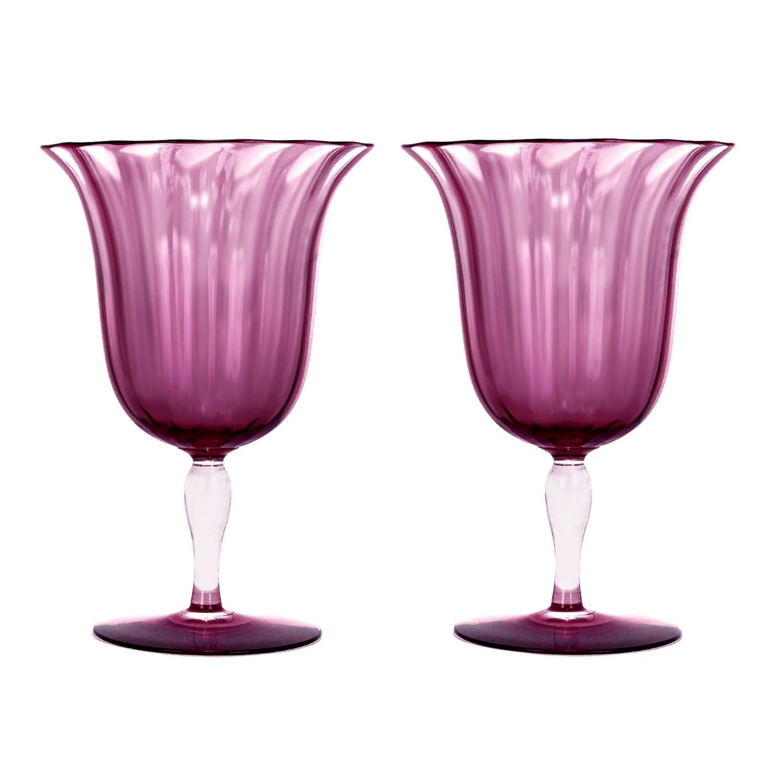 Italian Handblown Stemmed Wine Glass Amethyst Purple w/ Gilt Gold Rim -  Ruby Lane
