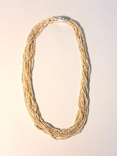 12-Strand Baroque Cultured Pearl Necklace – Rice-Shaped, Silver-Tone Accent