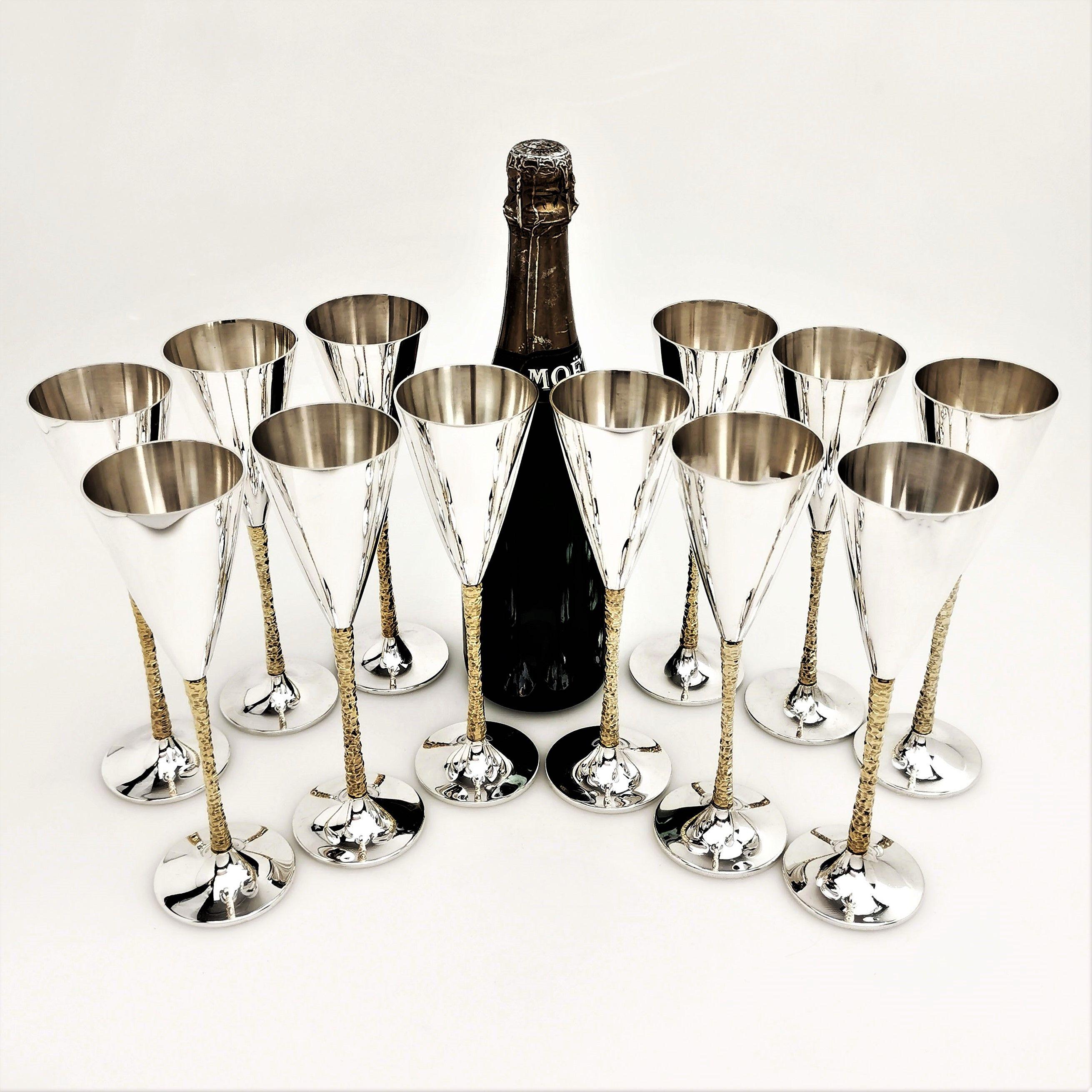 vintage silver champagne flutes