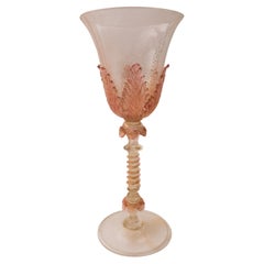 12 Tall Pink Venetian Goblets, Antique circa 1910, Isle of Murano Beauties
