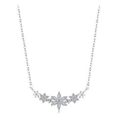 1.2 TCW Natural Diamond Flower Necklace in 14kt White Gold