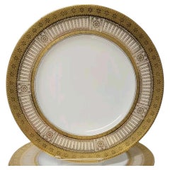 12 Tiffany & Co Cauldon China Gold Plated White Porcelain 10 3/4" Dinner Plates