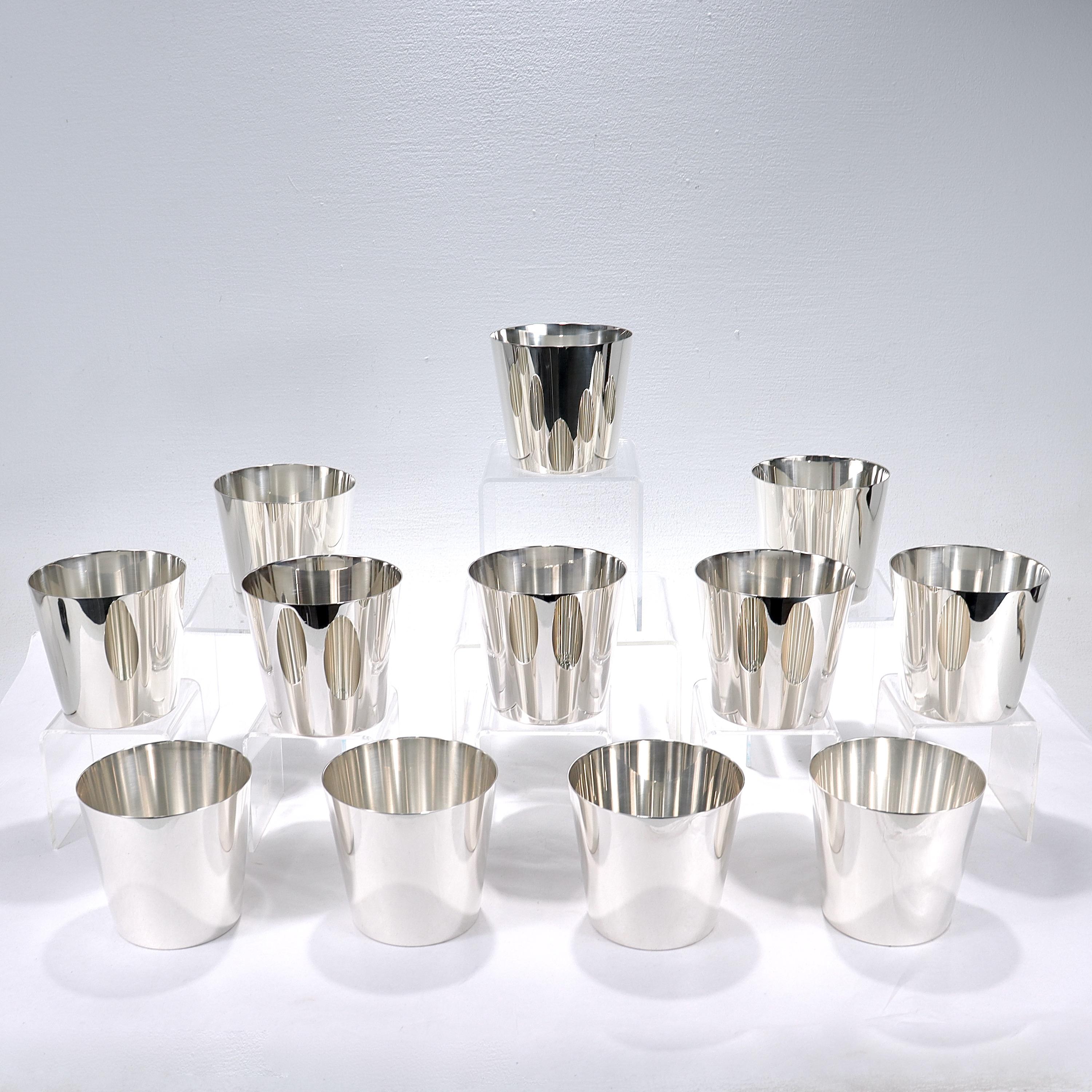 Modern 12 Tiffany & Co Sterling Silver Cocktail Tumblers or Mint Julep Cups